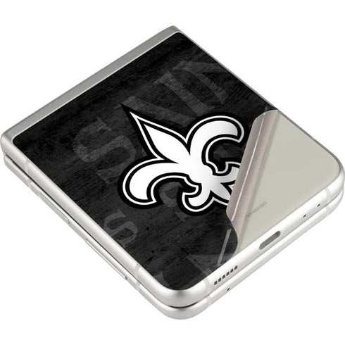 NFL New Orleans Saints Black & White Galaxy Z Flip3 5G Skin