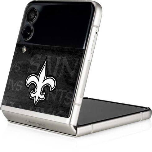 NFL New Orleans Saints Black & White Galaxy Z Flip3 5G Skin