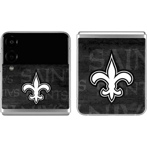NFL New Orleans Saints Black & White Galaxy Z Flip4 5G Skin