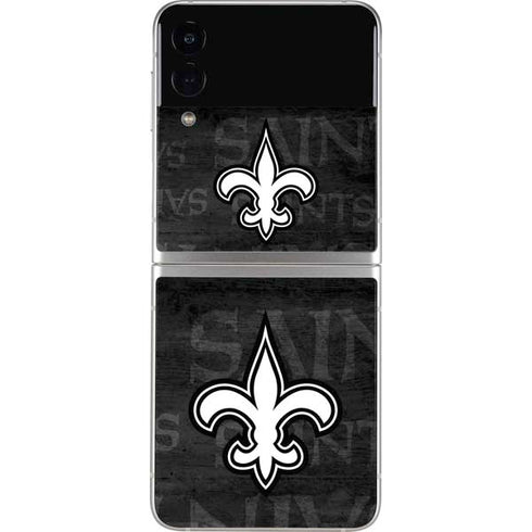 NFL New Orleans Saints Black & White Galaxy Z Flip4 5G Skin