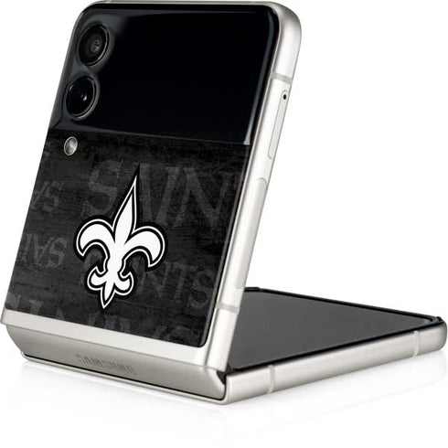 NFL New Orleans Saints Black & White Galaxy Z Flip4 5G Skin