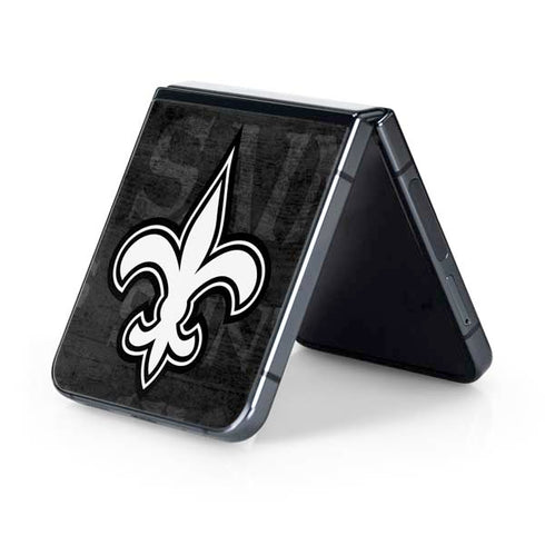 NFL New Orleans Saints Black & White Galaxy Z Flip5 5G Skin