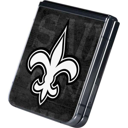 NFL New Orleans Saints Black & White Galaxy Z Flip5 5G Skin