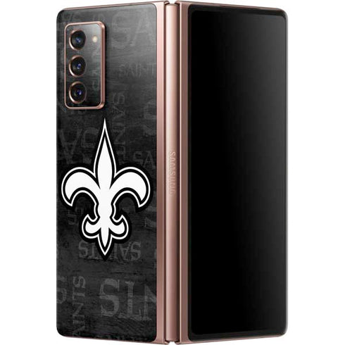 NFL New Orleans Saints Black & White Galaxy Z Fold2 5G Skin
