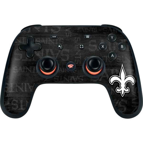 NFL New Orleans Saints Black & White Google Stadia Controller Skin