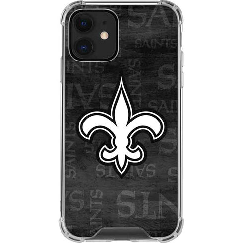 NFL New Orleans Saints Black & White iPhone 12 Clear Case