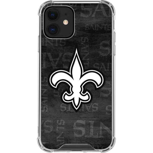 NFL New Orleans Saints Black & White iPhone 12 Mini Clear Case
