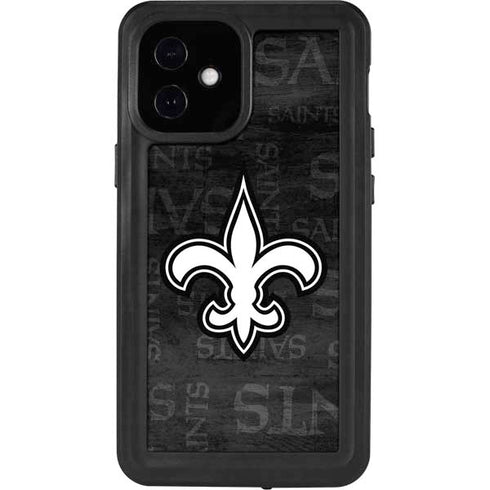 NFL New Orleans Saints Black & White iPhone 12 Mini Waterproof Case