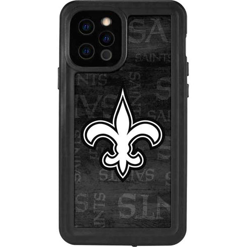 NFL New Orleans Saints Black & White iPhone 12 Pro Waterproof Case