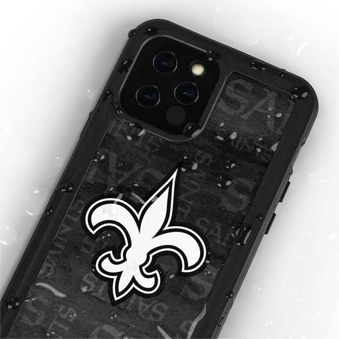 NFL New Orleans Saints Black & White iPhone 12 Pro Waterproof Case