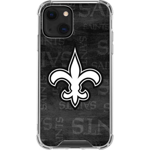 NFL New Orleans Saints Black & White iPhone 13 Mini Clear Case