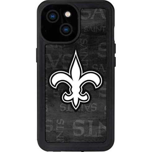 NFL New Orleans Saints Black & White iPhone 13 Mini Waterproof Case