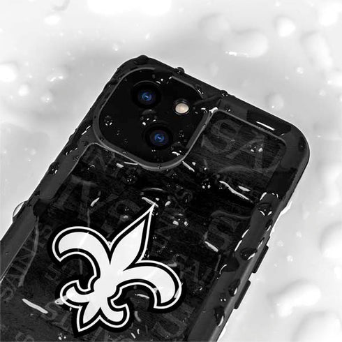 NFL New Orleans Saints Black & White iPhone 13 Mini Waterproof Case