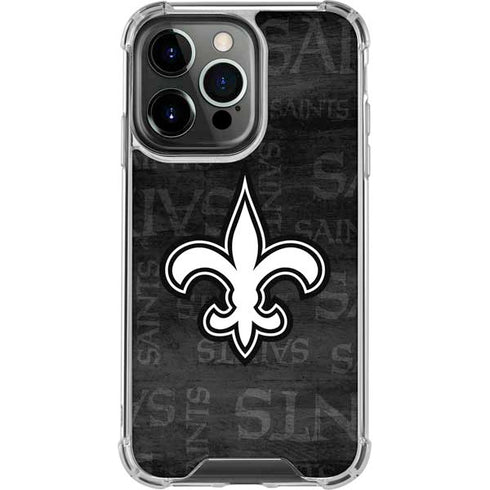 NFL New Orleans Saints Black & White iPhone 13 Pro Clear Case