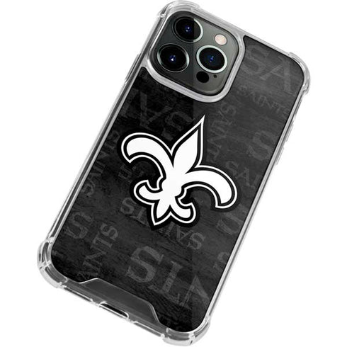 NFL New Orleans Saints Black & White iPhone 13 Pro Clear Case