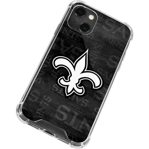 NFL New Orleans Saints Black & White iPhone 15 Plus Clear Case