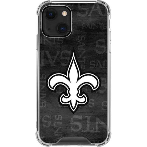 NFL New Orleans Saints Black & White iPhone 14 Plus Clear Case