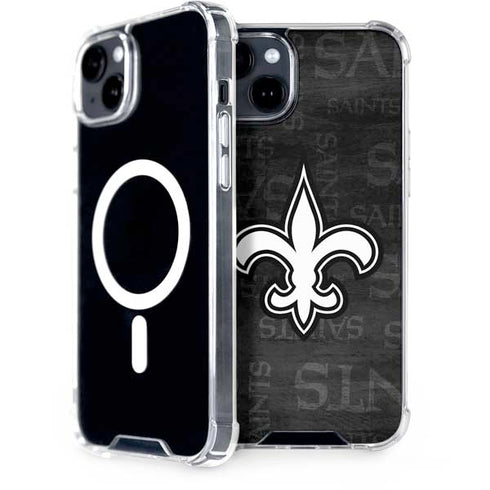 NFL New Orleans Saints Black & White iPhone 15 Plus MagSafe Case