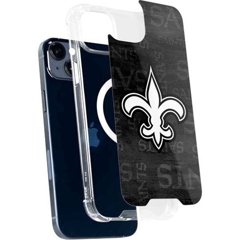 NFL New Orleans Saints Black & White iPhone 15 Plus MagSafe Case