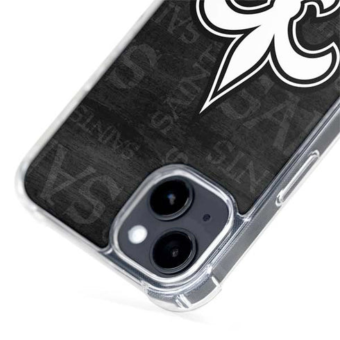 NFL New Orleans Saints Black & White iPhone 15 Plus MagSafe Case