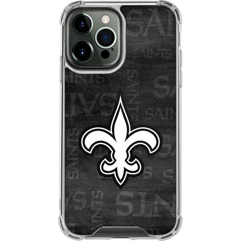 NFL New Orleans Saints Black & White iPhone 14 Pro Max Clear Case