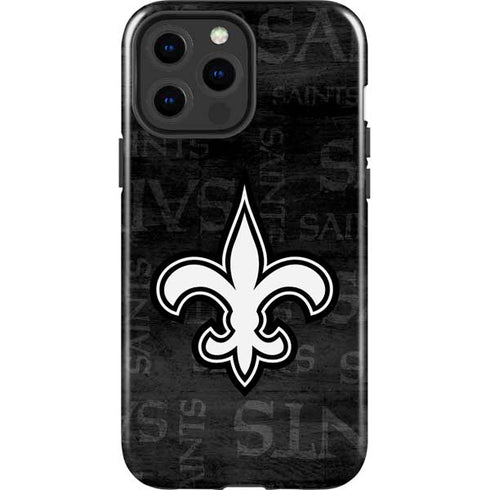 NFL New Orleans Saints Black & White iPhone 15 Pro Max Impact Case