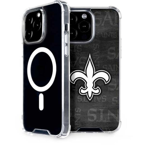 NFL New Orleans Saints Black & White iPhone 14 Pro Max MagSafe Case