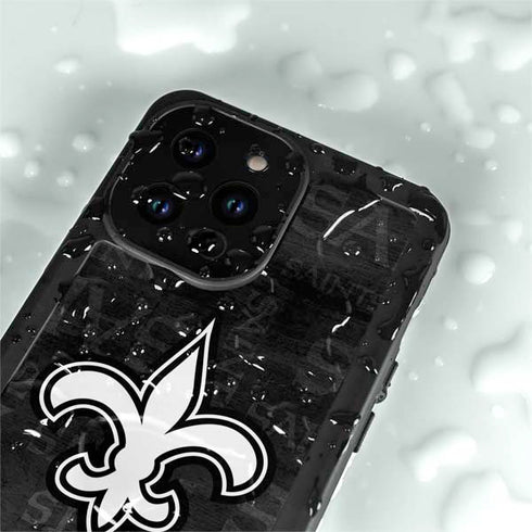 NFL New Orleans Saints Black & White iPhone 14 Pro Max Waterproof Case