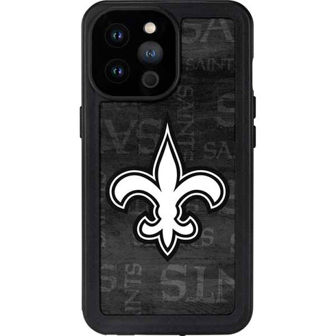 NFL New Orleans Saints Black & White iPhone 14 Pro Max Waterproof Case