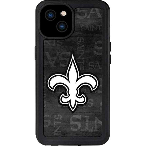 NFL New Orleans Saints Black & White iPhone 15 Plus Waterproof Case