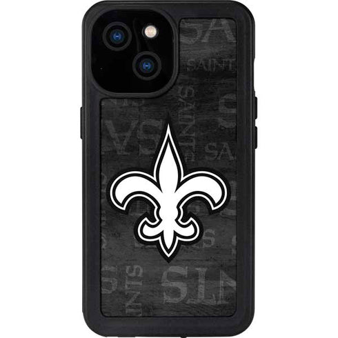 NFL New Orleans Saints Black & White iPhone 15 Waterproof Case
