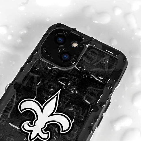 NFL New Orleans Saints Black & White iPhone 15 Waterproof Case