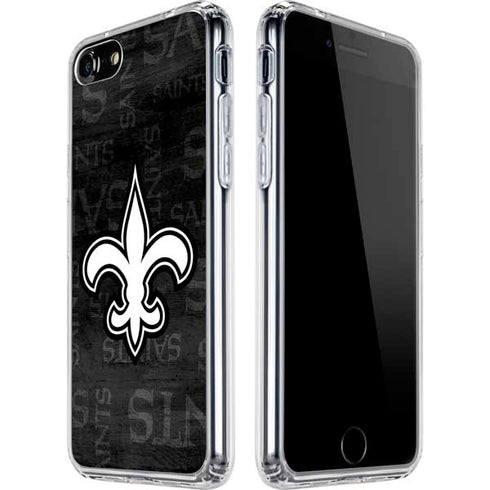 NFL New Orleans Saints Black & White iPhone SE (2nd & 3rd Gen) Clear Case