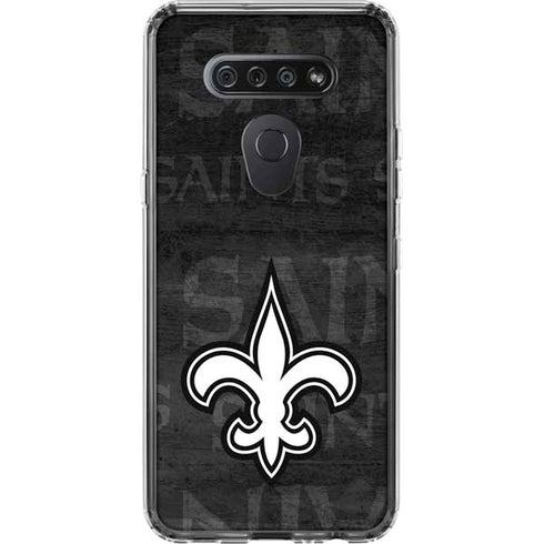 NFL New Orleans Saints Black & White LG K51/Q51 Clear Case