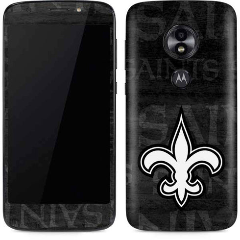 NFL New Orleans Saints Black & White Moto E5 Play Skin