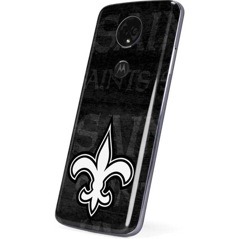 NFL New Orleans Saints Black & White Moto E5 Plus Skin
