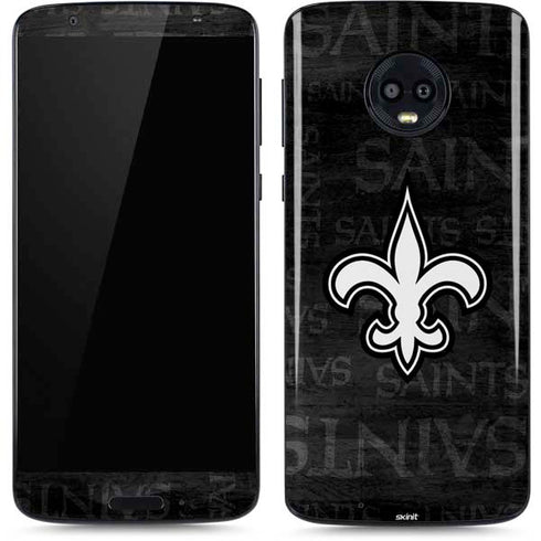 NFL New Orleans Saints Black & White Moto G6 Skin