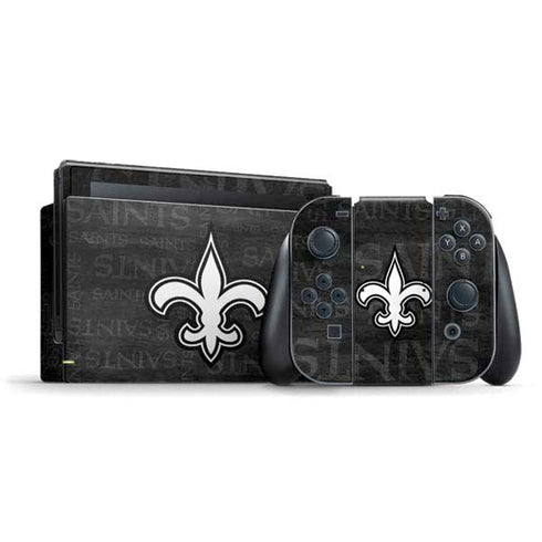NFL New Orleans Saints Black & White Nintendo Switch Bundle Skin