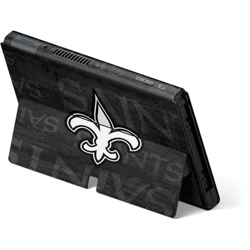NFL New Orleans Saints Black & White Nintendo Switch OLED (2021) Skin