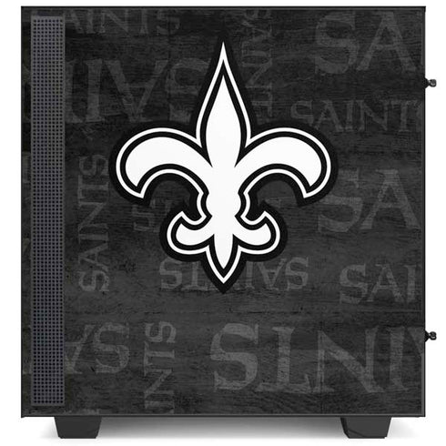 NFL New Orleans Saints Black & White NZXT H510 Compact ATX Mid-Tower Case Skin