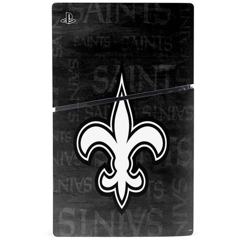 NFL New Orleans Saints Black & White PS5 Slim Disk Bundle Skin