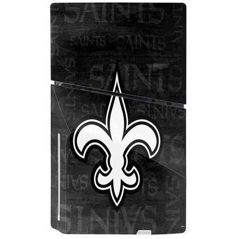 NFL New Orleans Saints Black & White PS5 Slim Disk Console Skin