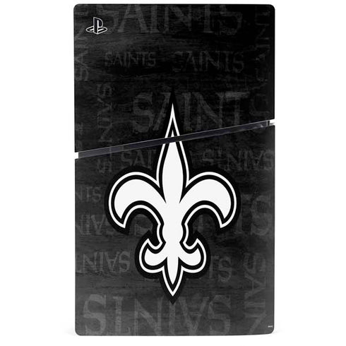 NFL New Orleans Saints Black & White PS5 Slim Digital Edition Console Skin