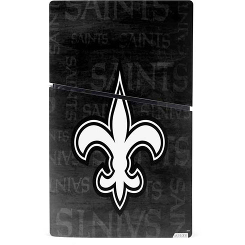 NFL New Orleans Saints Black & White PS5 Slim Digital Edition Console Skin