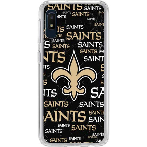 NFL New Orleans Saints Black Blast Galaxy A10e Clear Case