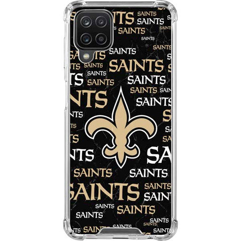 NFL New Orleans Saints Black Blast Galaxy A12 Clear Case