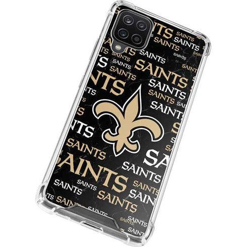 NFL New Orleans Saints Black Blast Galaxy A12 Clear Case