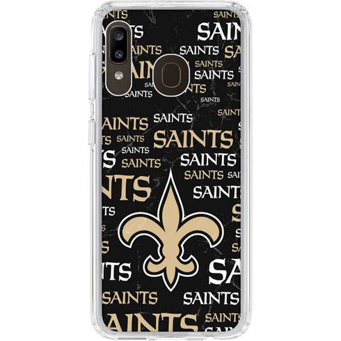 NFL New Orleans Saints Black Blast Galaxy A20 Clear Case