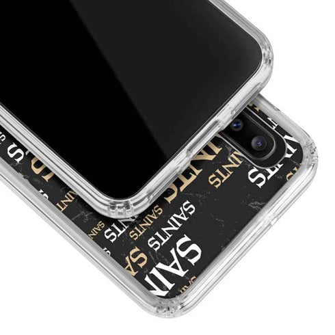 NFL New Orleans Saints Black Blast Galaxy A20 Clear Case