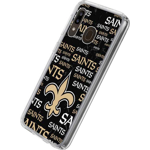 NFL New Orleans Saints Black Blast Galaxy A20 Clear Case